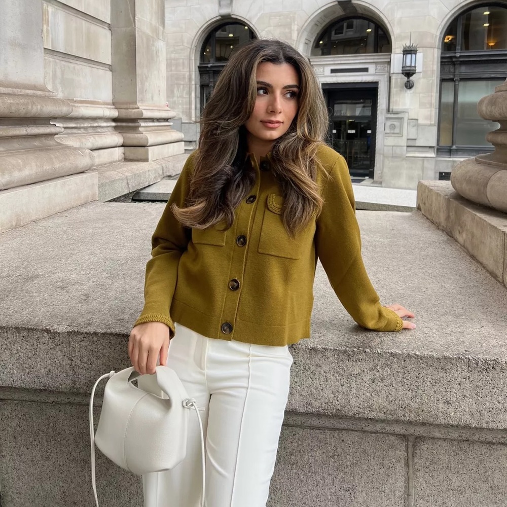 Sezane Betty Cardigan Olive Green